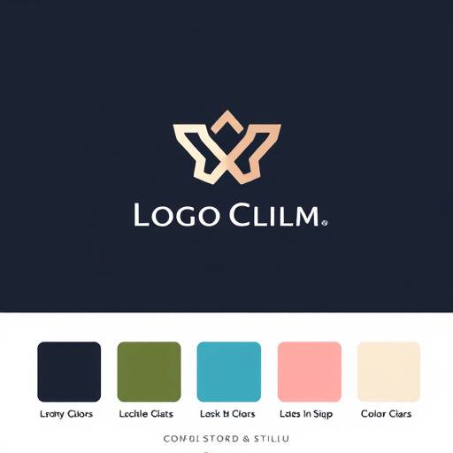 Un conjunto de elementos de branding, incluyendo un logotipo, paleta de colores y tipografía, mostrando la identidad visual de una marca.