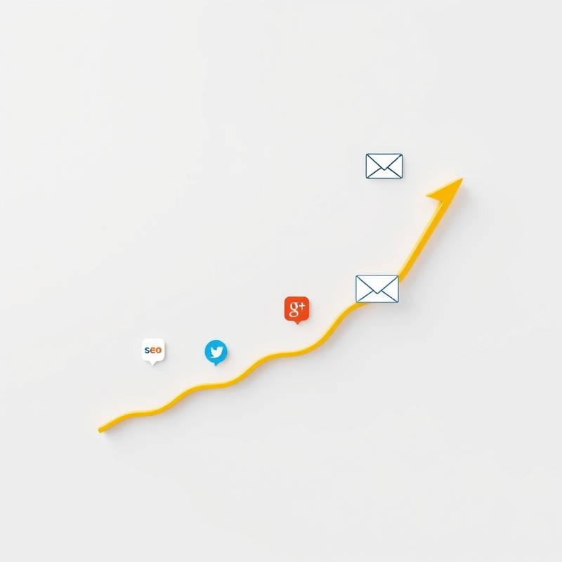 Un gráfico que muestra el crecimiento del marketing digital a través de diferentes canales como redes sociales, correo electrónico y SEO.